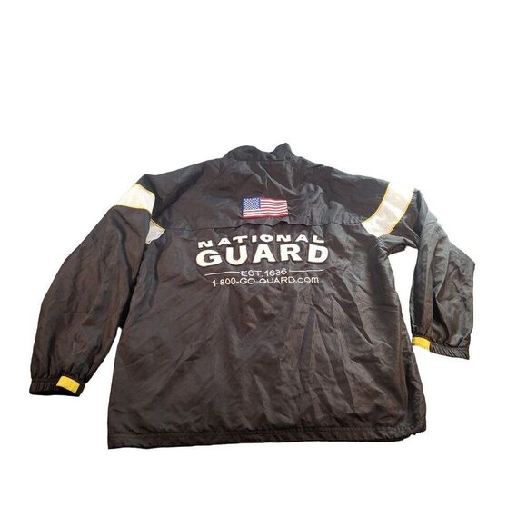 Vintage National Guard Windbreaker Jacket Men Sz L Full Zip Black Mesh Military - Picture 7 of 8